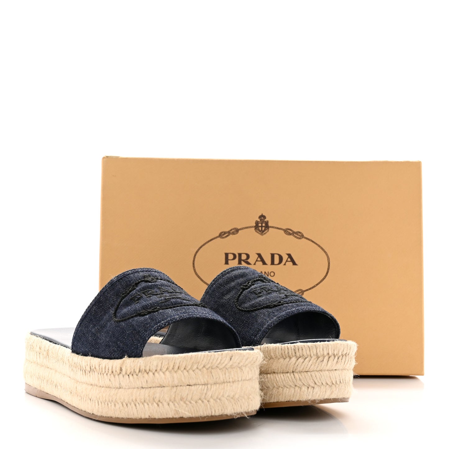 Denim Logo Espadrilles Sandals 40 Blue
