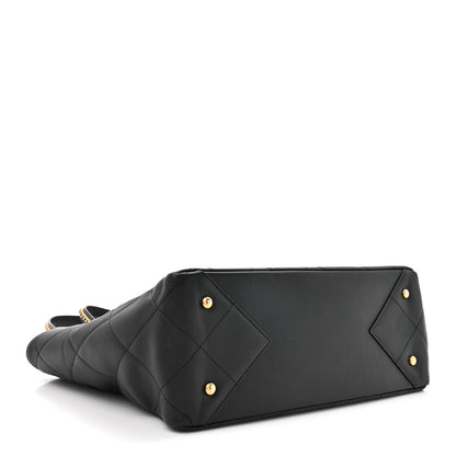 Chanel Calfskin Quilted Book Pocket Shopping Tote Black 4 of 12