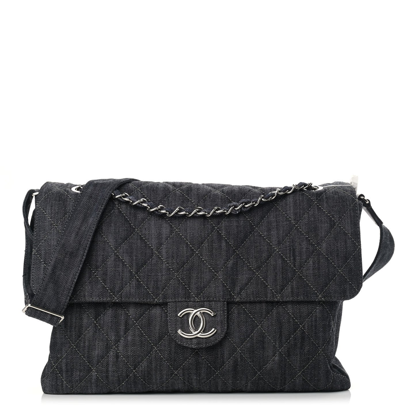 Denim Quilted Stretch Spirit Messenger Bag Dark Blue