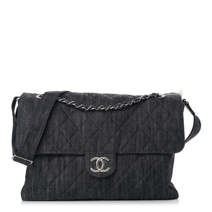 Chanel Denim Quilted Stretch Spirit Messenger Bag Dark Blue 1 of 11