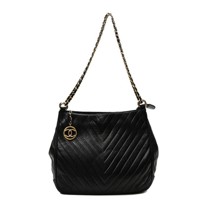 Chanel Lambskin Chevron Quilted Tote Black 1 of 9