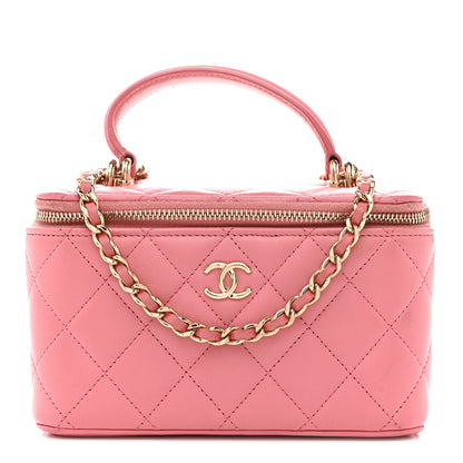 Chanel Lambskin Quilted Small Top Handle Vanity Case With Chain Pink 1 of 14