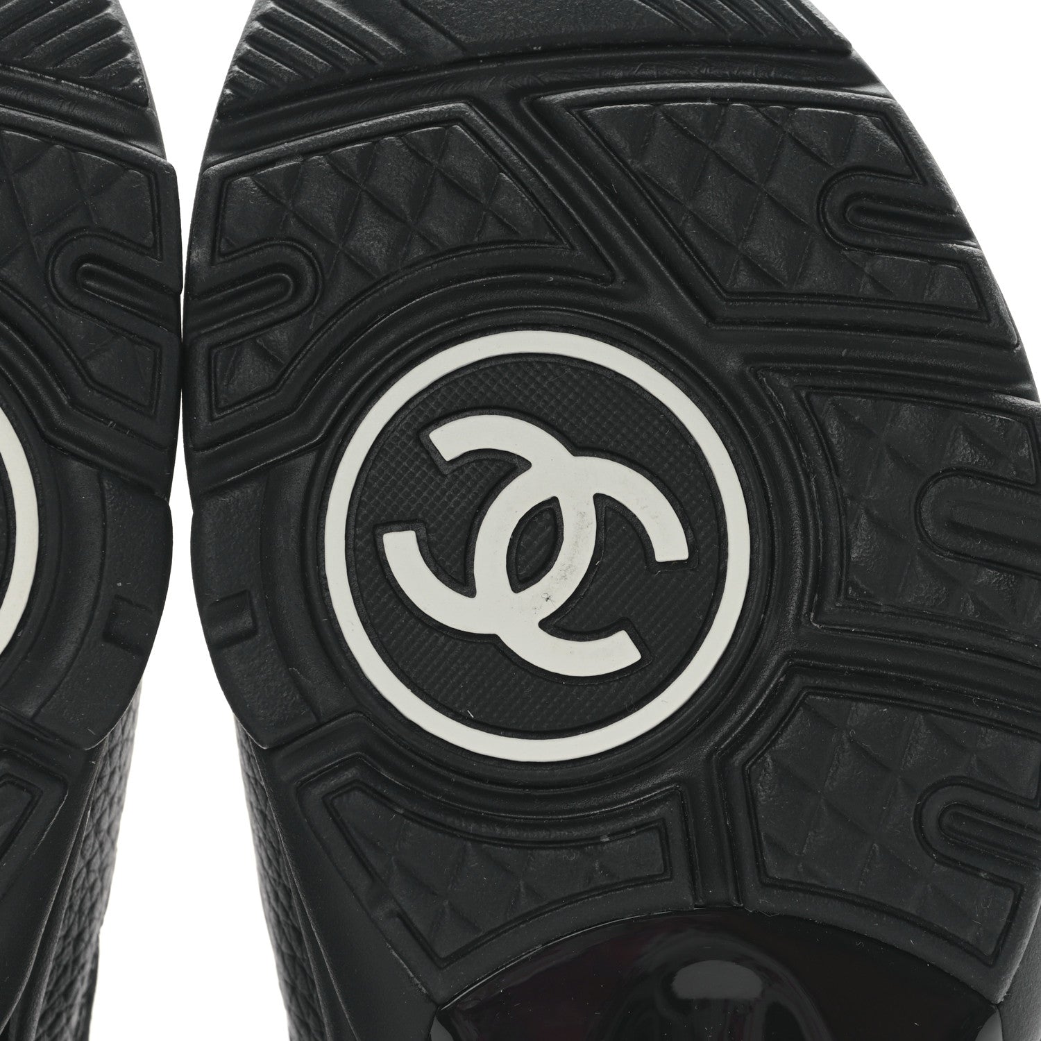Chanel Mesh Suede Grained Calfskin Womens CC Sneakers 37 Black White 6 of 8