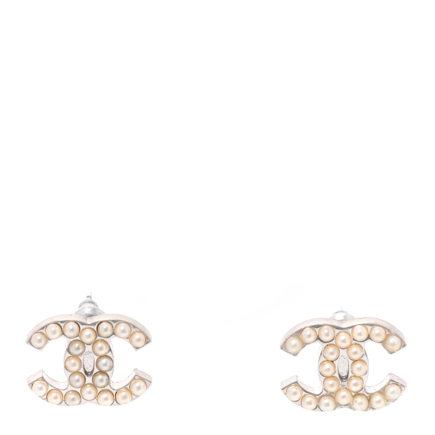 Chanel Pearl CC Earrings Silver 1 of 4