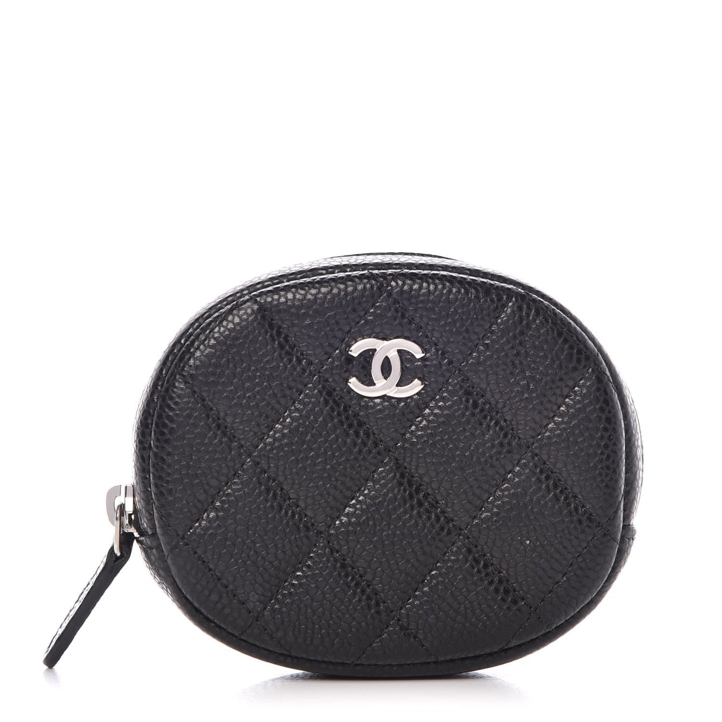 Caviar Quilted Zip Around Classic Coin Purse Black