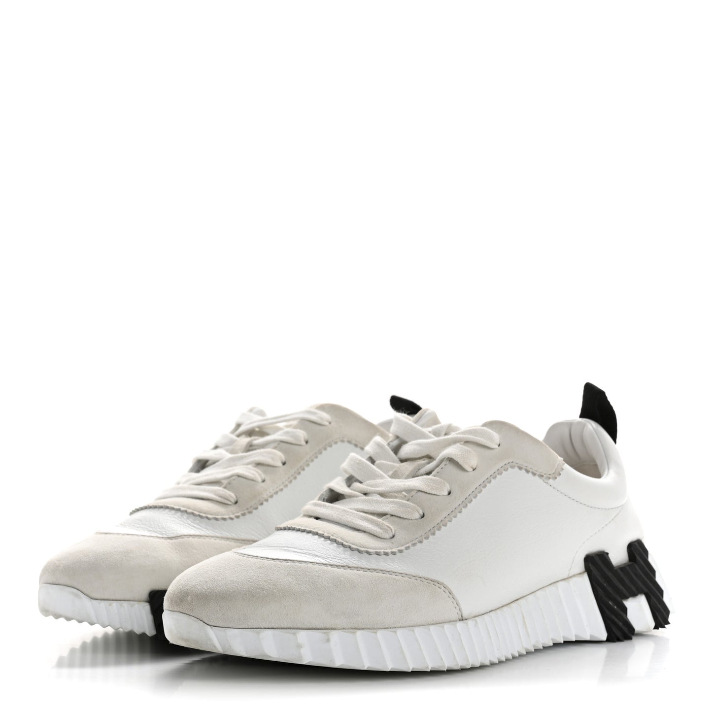 Goatskin Suede Goatskin Bouncing Sneakers 38 White Black