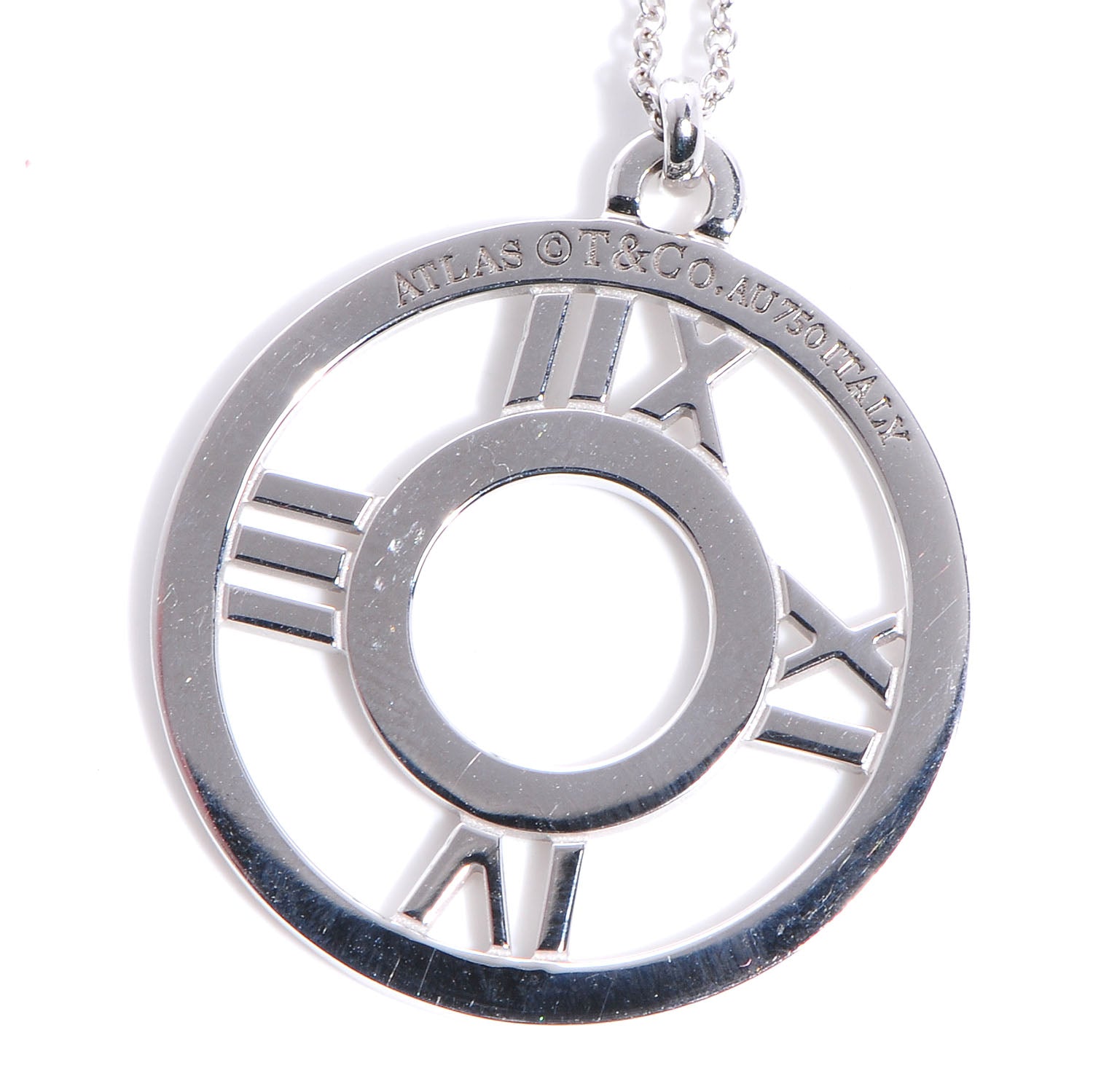 Tiffany 18k White Gold Diamond Large Atlas Pendant Necklace 3 of 6