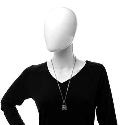 Christian Dior Oblique Padlock Pendant Necklace Silver 2 of 4