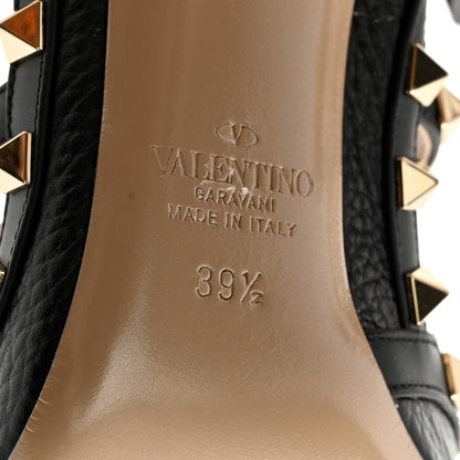 Valentino Garavani Pebbled Calfskin Rockstud Ankle Strap 100mm Pumps 39.5 Black 9 of 12