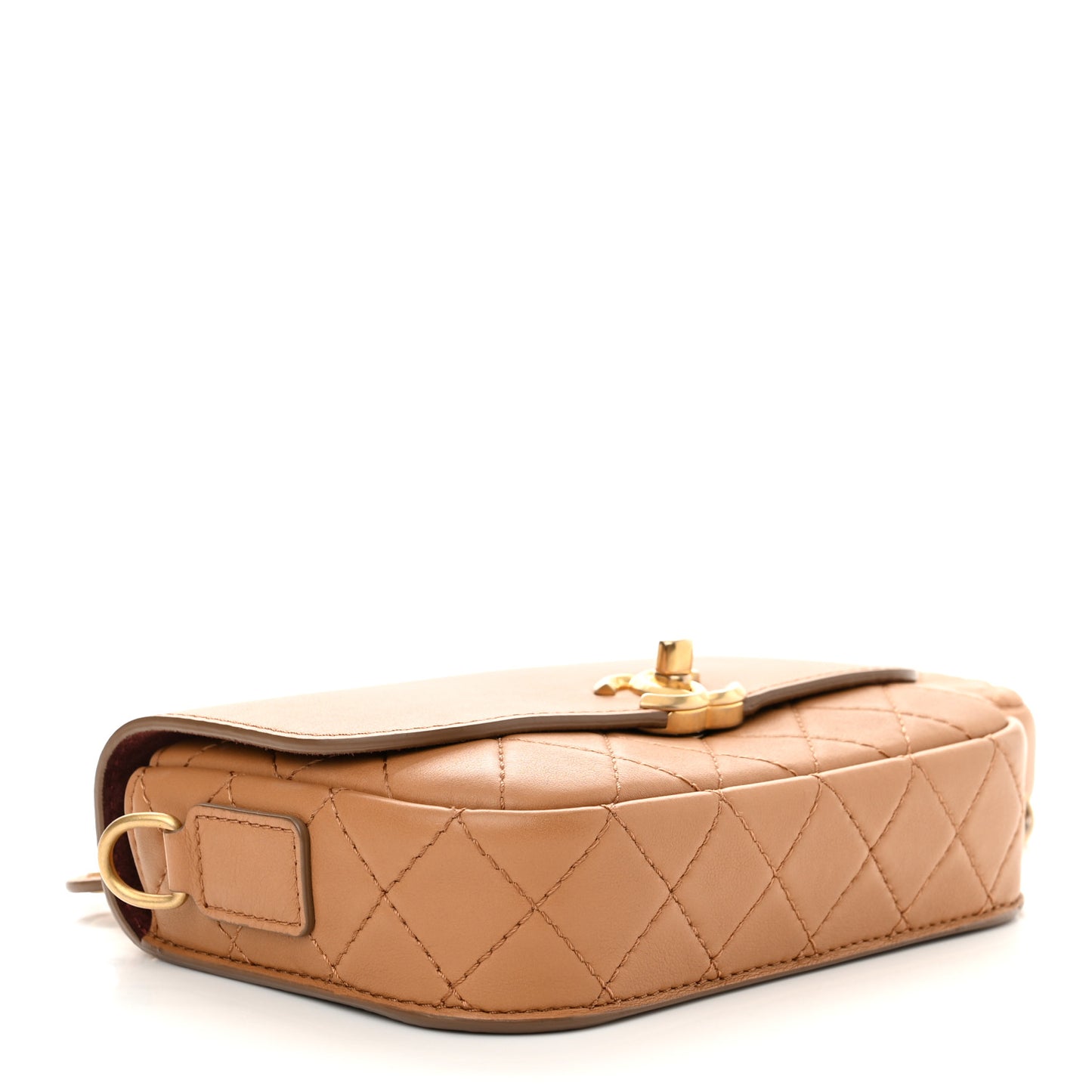 Calfskin Quilted Multi Pouching Flap And Coin Purse Beige
