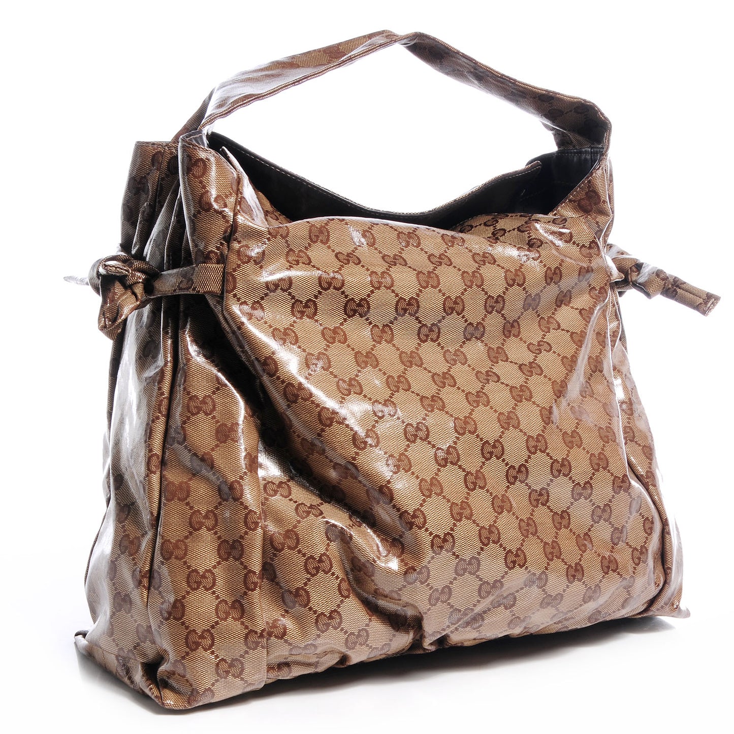 Crystal GG Medium Hysteria Shoulder Bag Brown