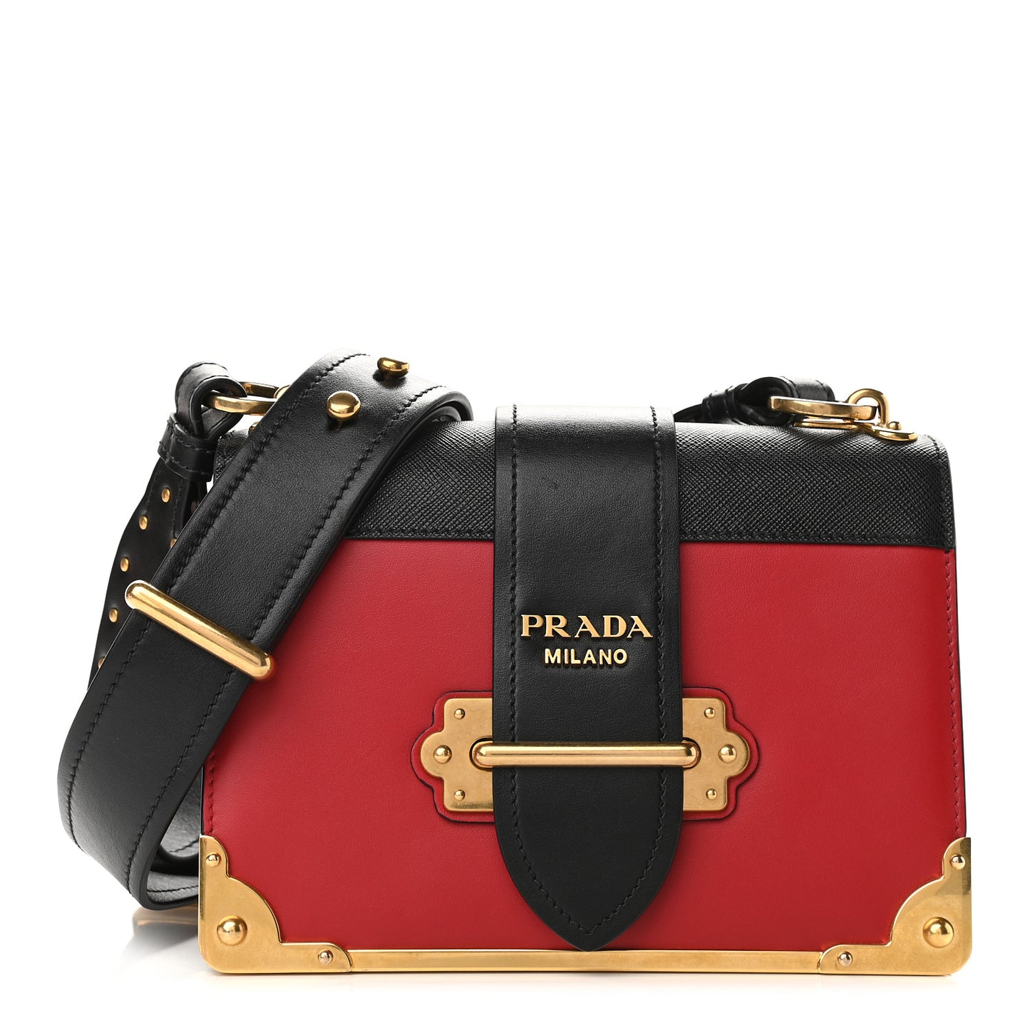City Calfskin Saffiano Cahier Bag Fuoco Black