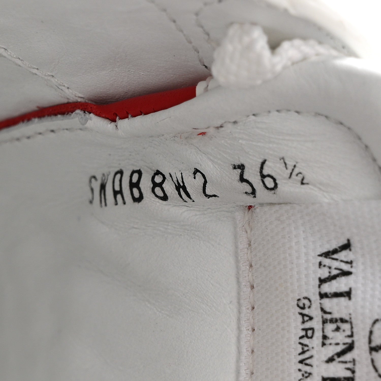 Valentino Garavani Calfskin Untitled Rockstud Slide Sneakers 36.5 White Red 9 of 10