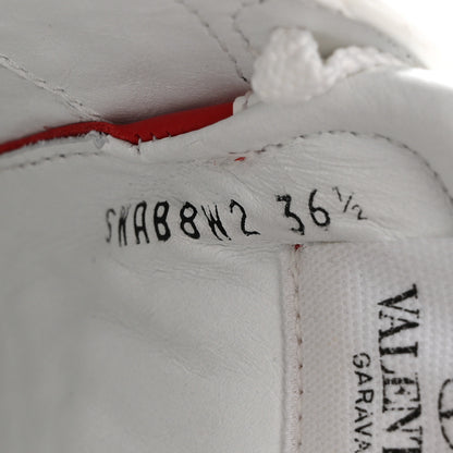 Valentino Garavani Calfskin Untitled Rockstud Slide Sneakers 36.5 White Red 9 of 10