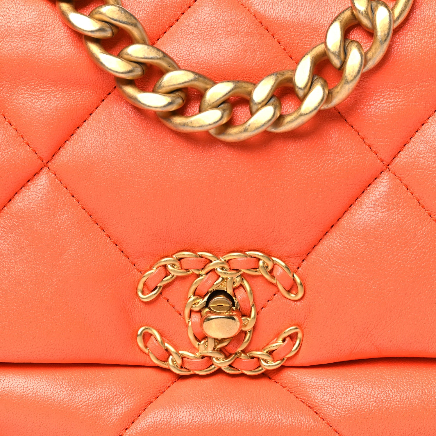 Chanel Lambskin Quilted Medium Chanel 19 Flap Orange 8 of 11