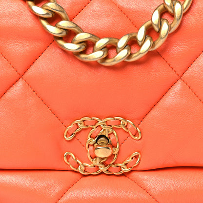 Chanel Lambskin Quilted Medium Chanel 19 Flap Orange 8 of 11