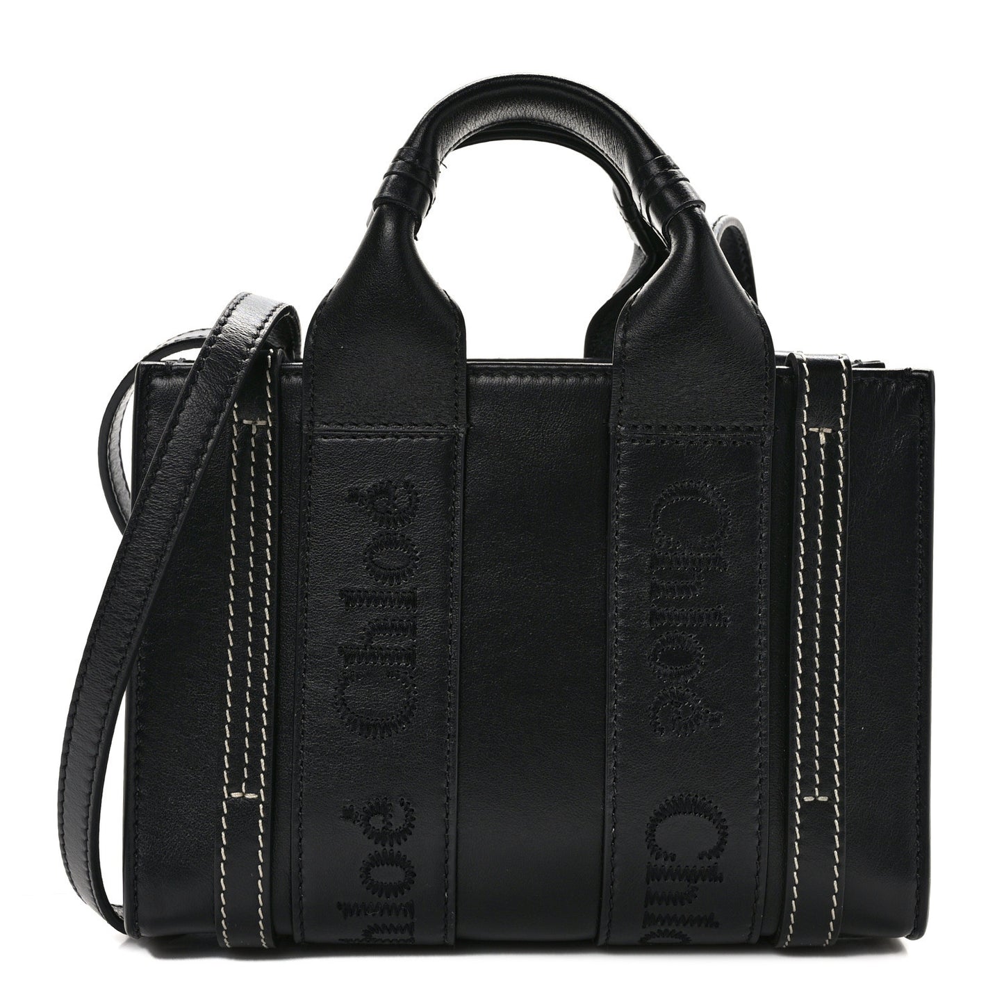 Calfskin Mini Woody Ribbon Tote Black