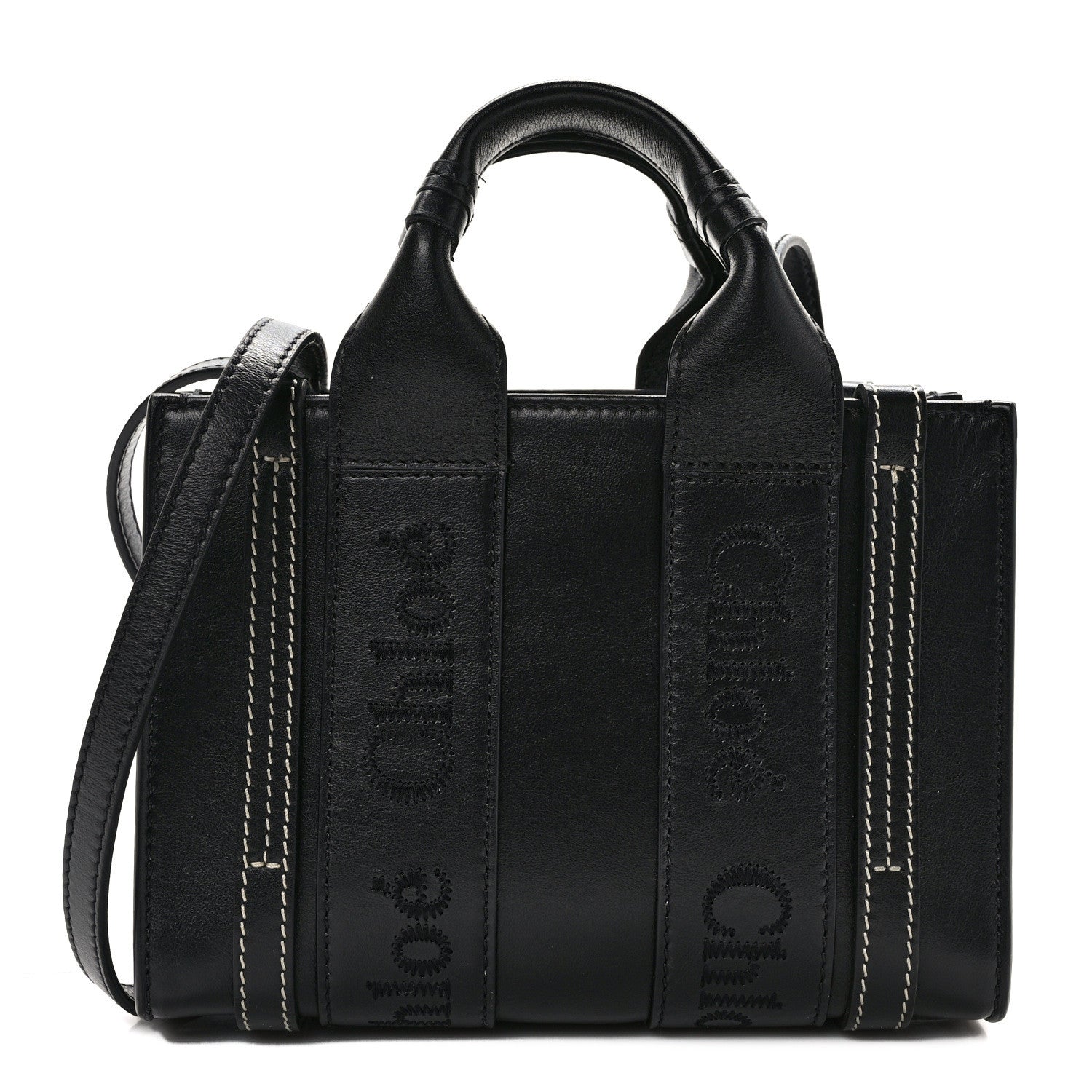 Chloe Calfskin Mini Woody Ribbon Tote Black 1 of 10