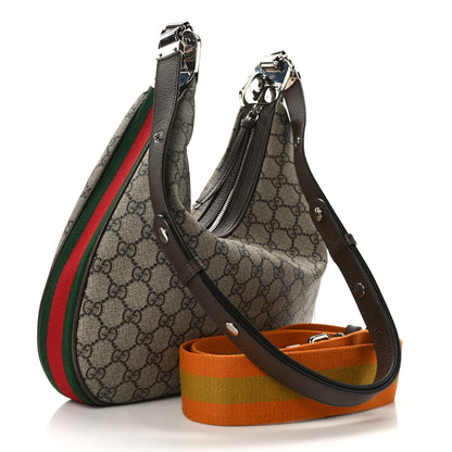 Gucci GG Supreme Monogram Textured Calfskin Web Large Attache Shoulder Bag Beige Ebony New Acero 3 of 9
