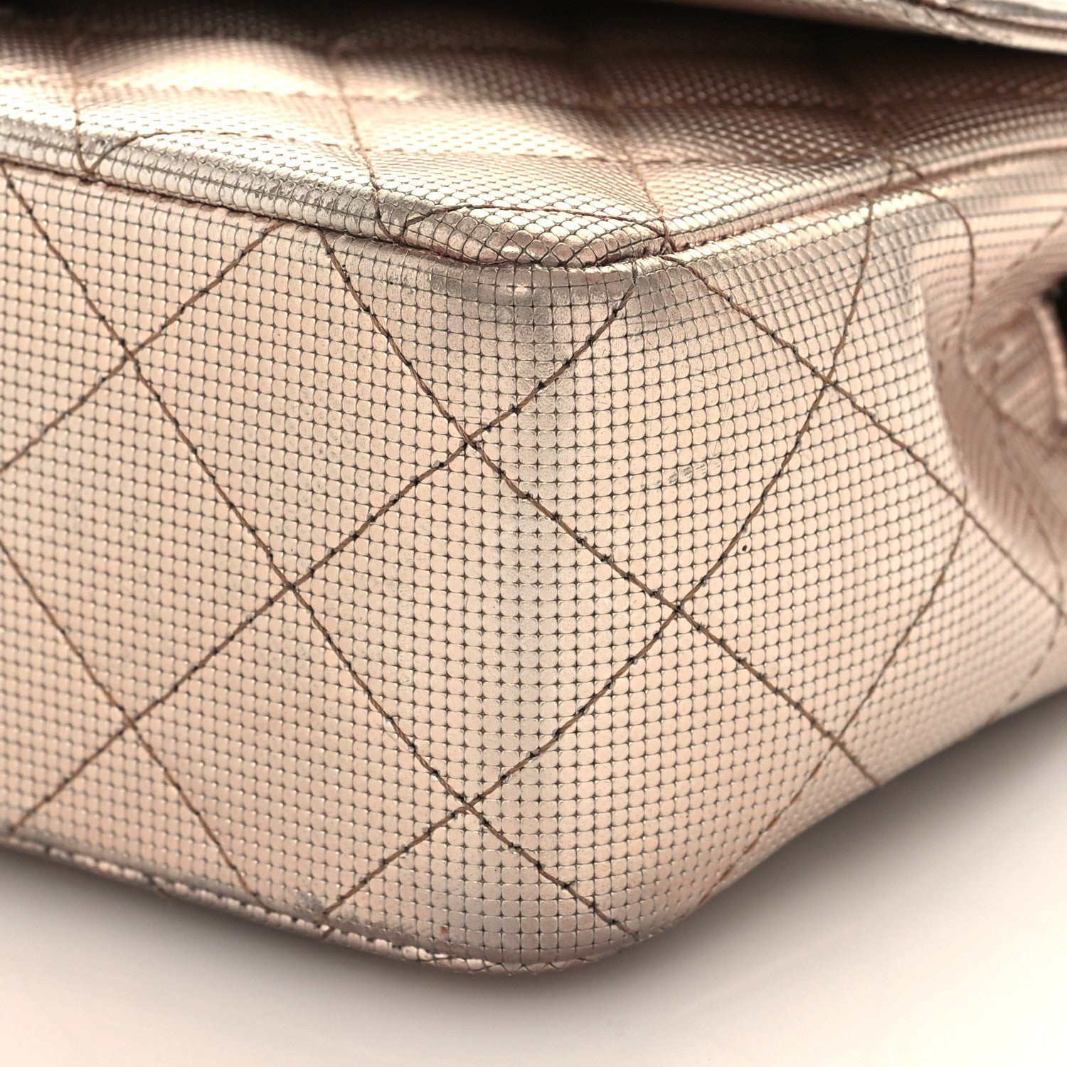 Chanel Metallic Calfskin Quilted Pixel Effect Mini Rectangular Flap Pink Gold 8 of 12