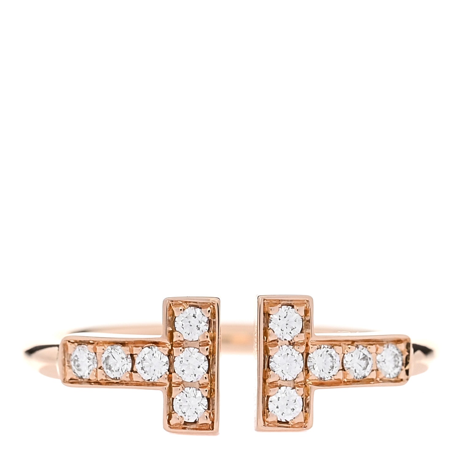 Tiffany 18K Rose Gold Diamond T Wire Ring 47 4 1 of 4