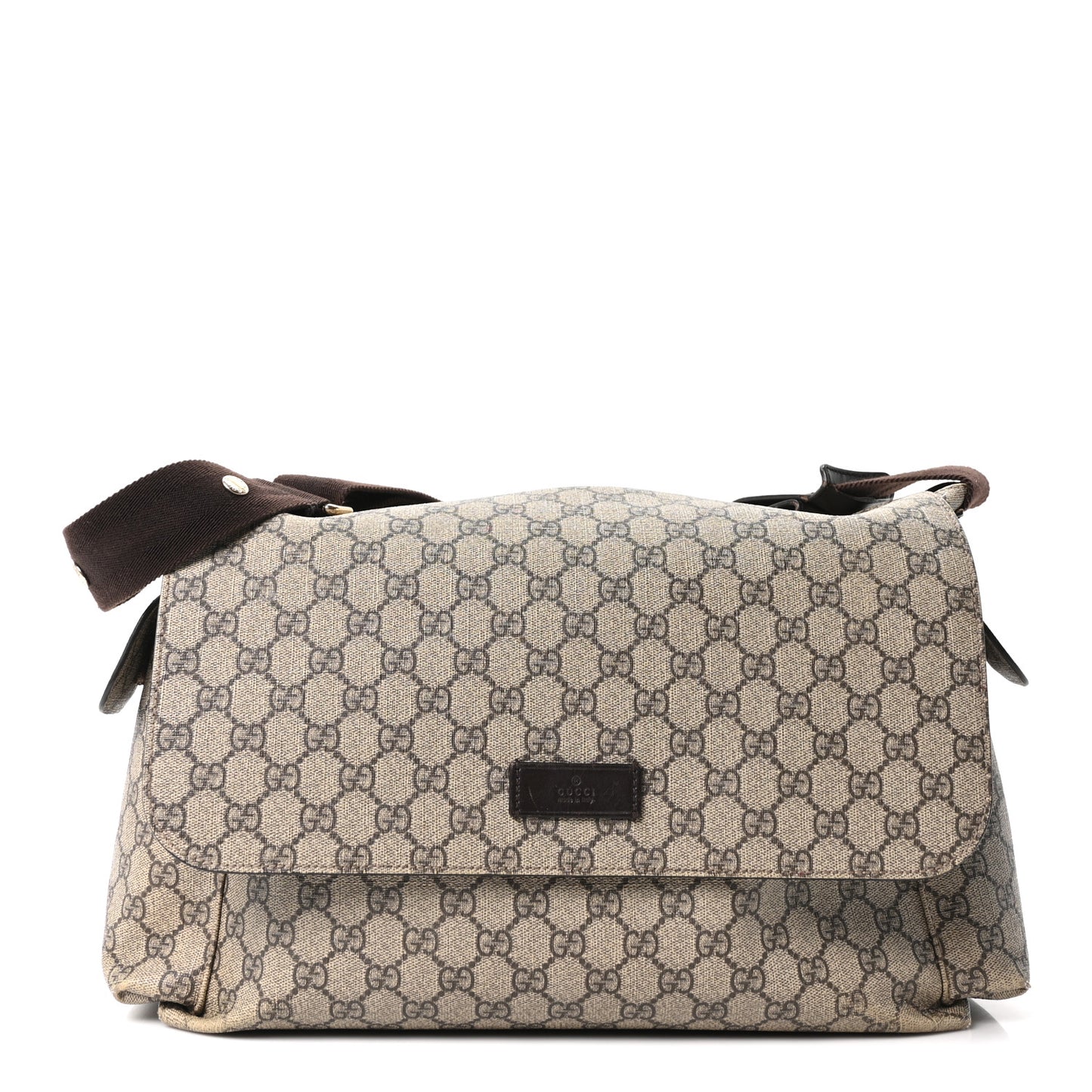 GG Plus Monogram Messenger Diaper Bag Dark Brown