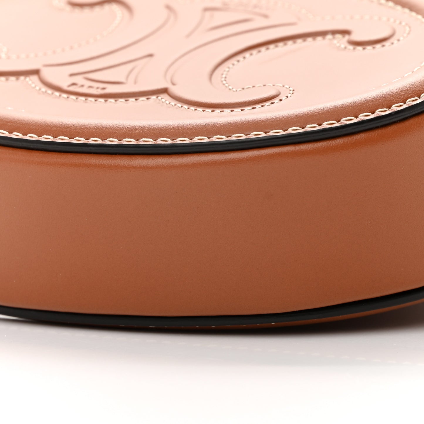 Smooth Calfskin Cuir Small Triomphe Oval Crossbody Purse Tan