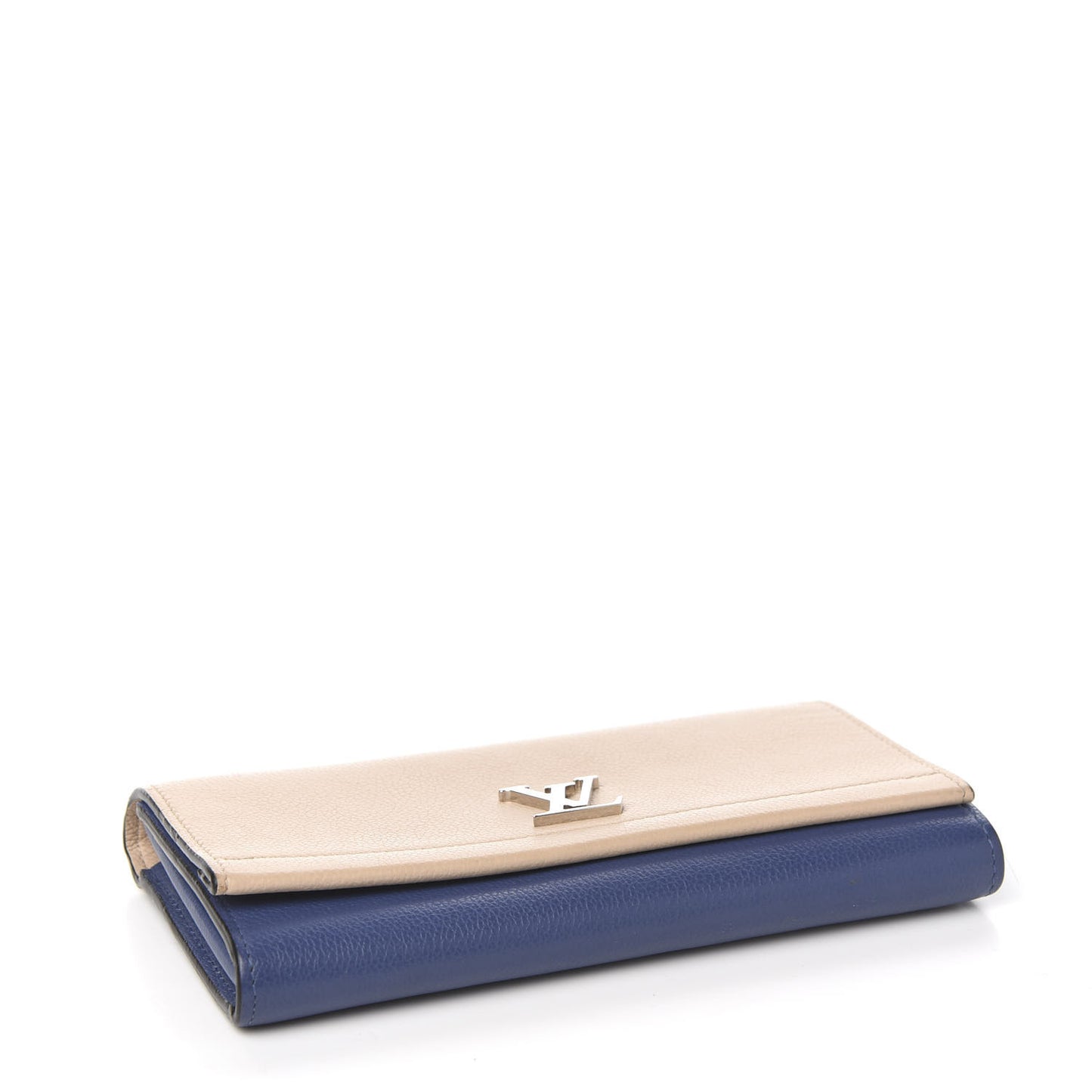 Calfskin Lockme II Wallet Vanille Denim