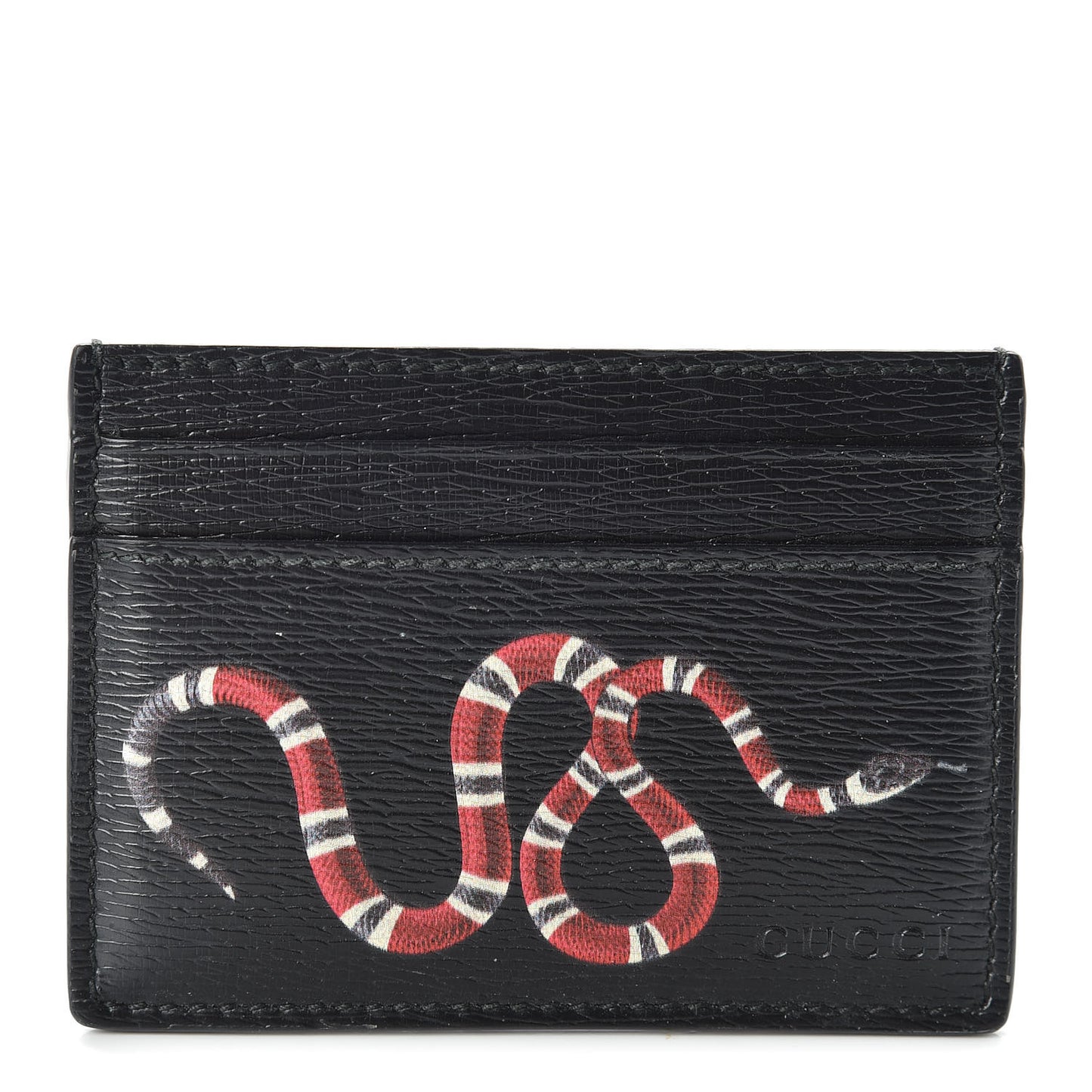 Calfskin Kingsnake Card Holder Black