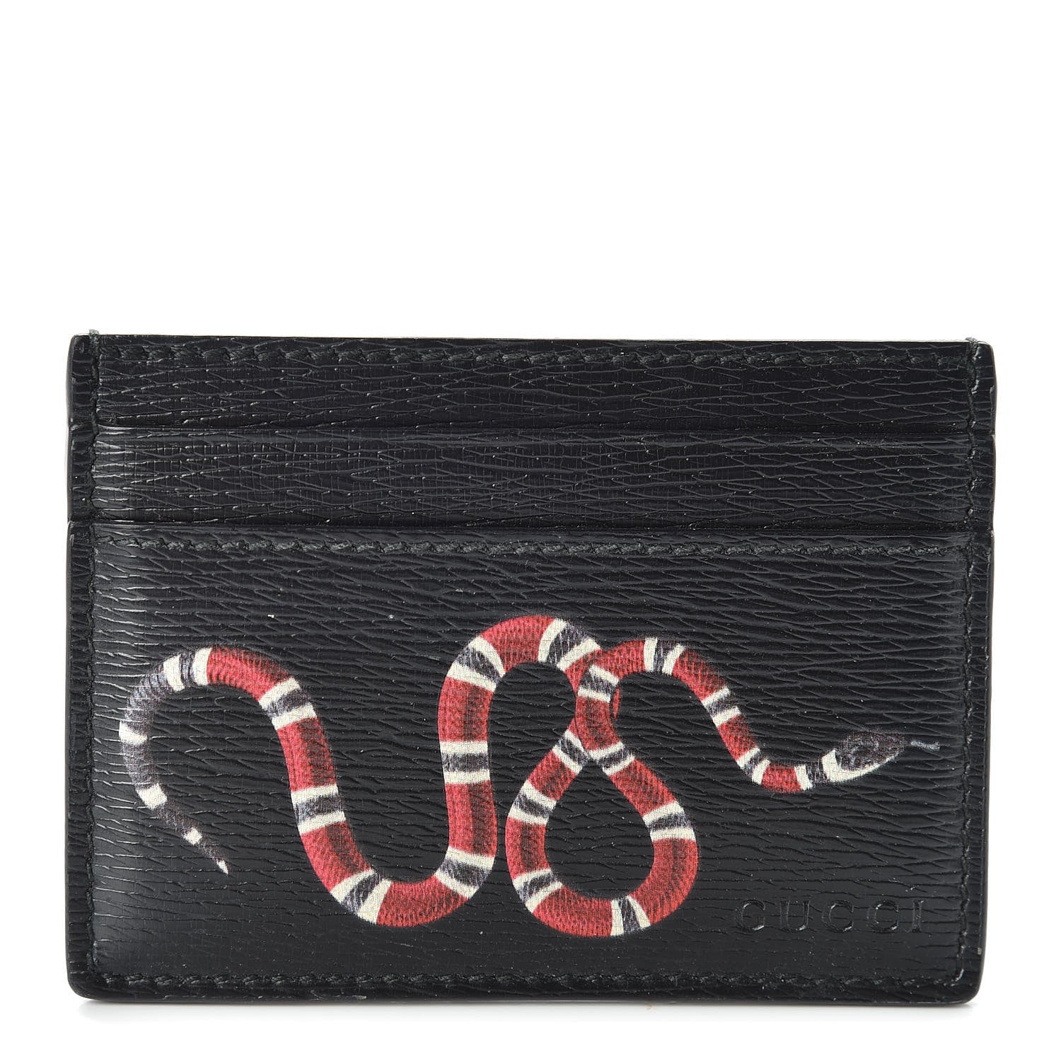 Gucci Calfskin Kingsnake Card Holder Black 1 of 7