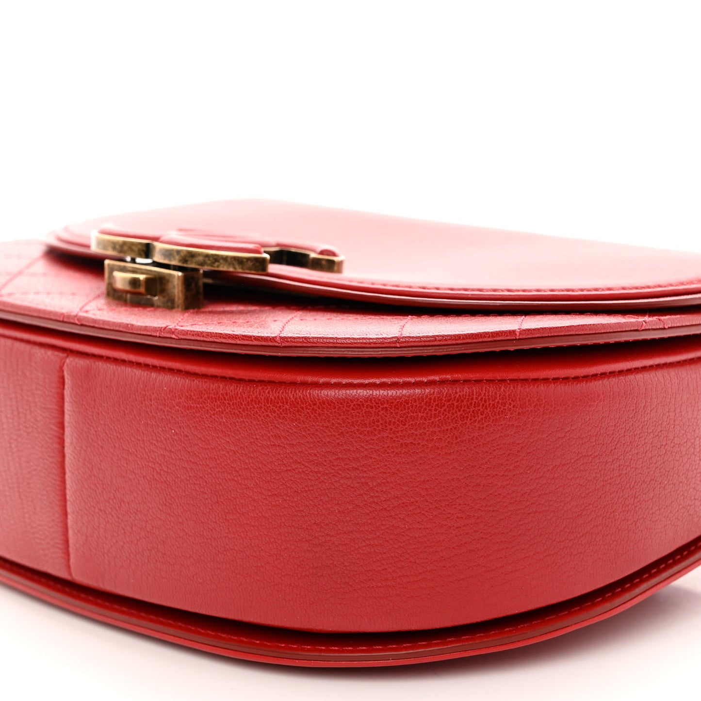 Shiny Calfskin Goatskin Quilted Small Coco Curve Messenger Flap Red