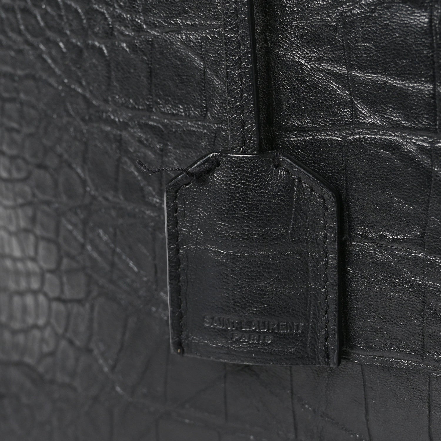 Saint Laurent Calfskin Crocodile Embossed Large Shopper Tote Black 14 of 15