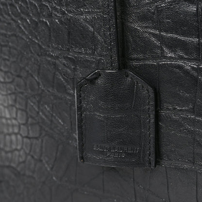 Saint Laurent Calfskin Crocodile Embossed Large Shopper Tote Black 14 of 15
