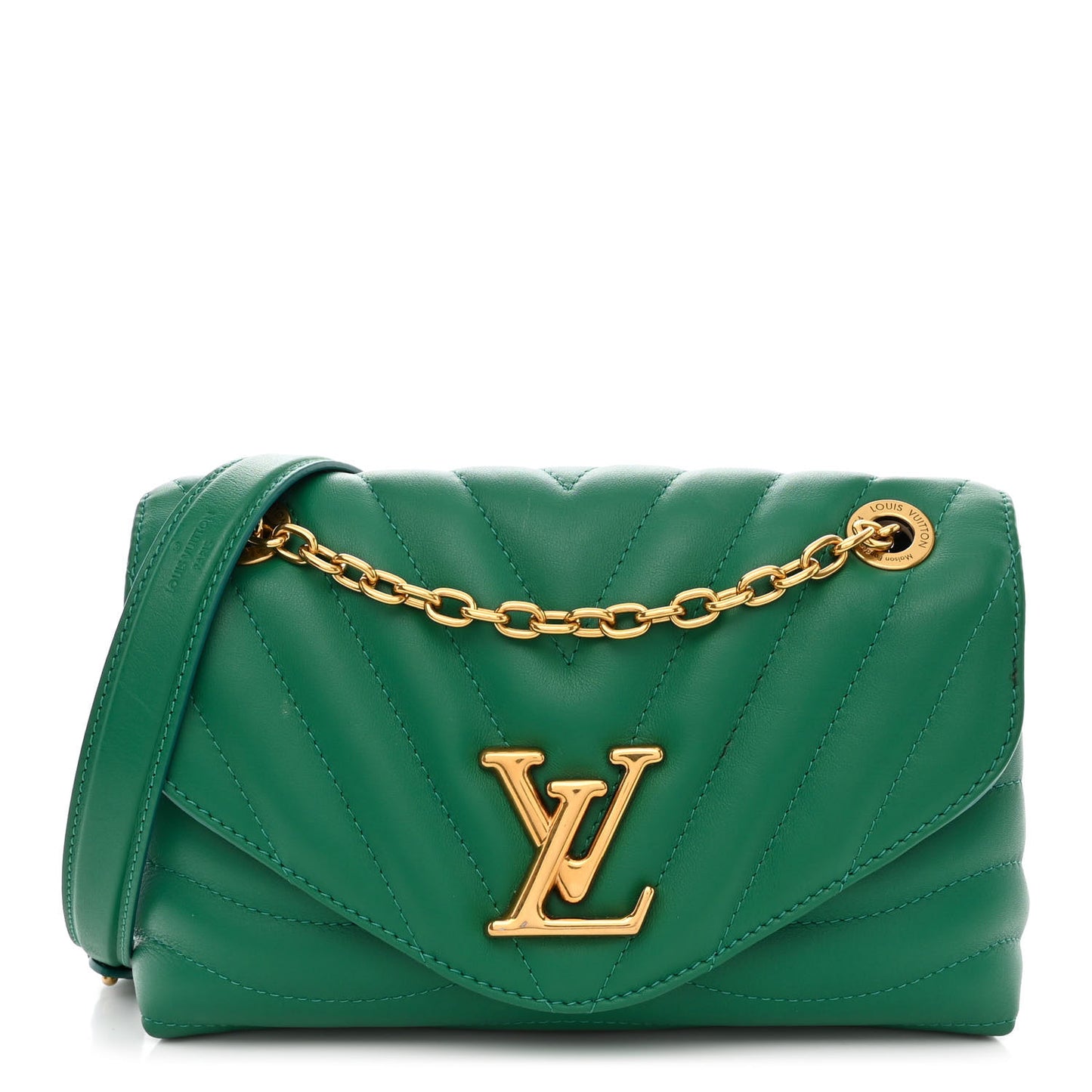 Calfskin New Wave Chain Bag MM NM Emerald