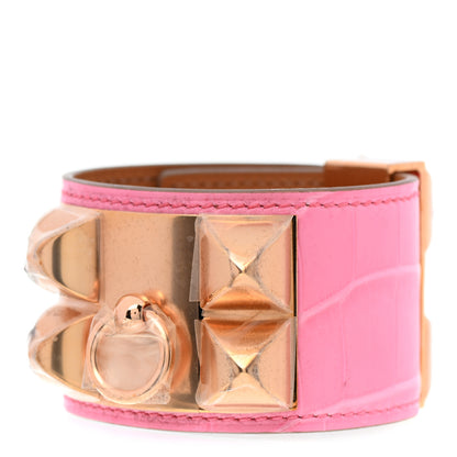 Hermes Matte Niloticus Crocodile Collier De Chien CDC Bracelet T2 Rose Bubblegum 1 of 6