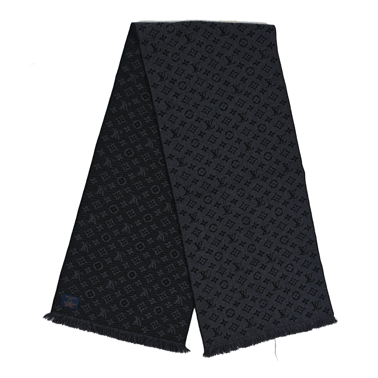 Wool Monogram Classic Scarf Charcoal Grey