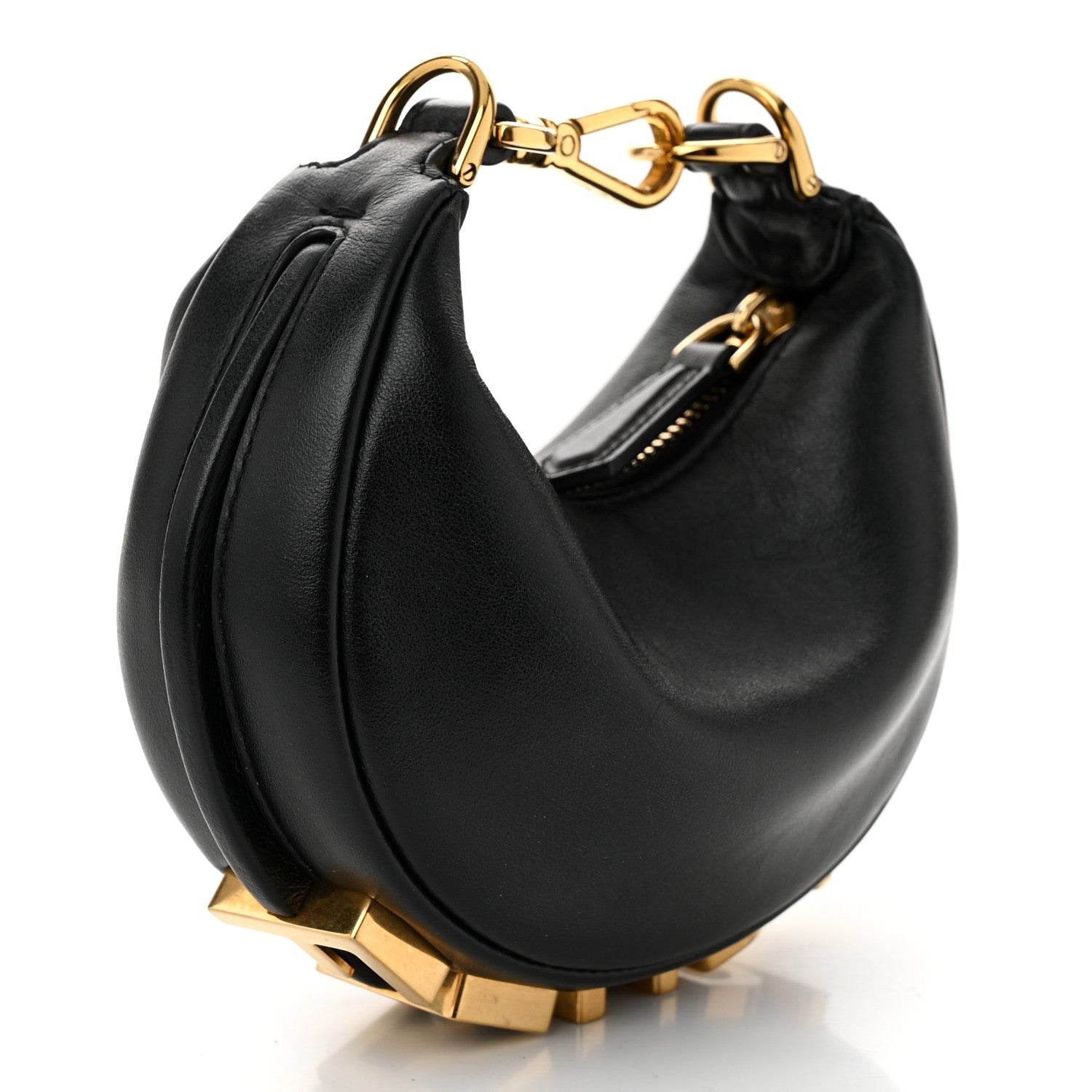 Fendi Vitello Grace Matte Nano Fendigraphy Hobo Charm Black 3 of 10