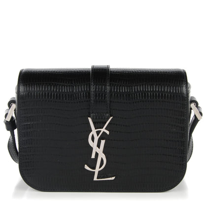 Saint Laurent Lizard Calfskin Embossed Small Classic Monogram Universite Bag Black 1 of 8