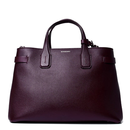 Burberry Derby Calfskin House Check Medium Banner Tote Mahogany Red 1 of 4