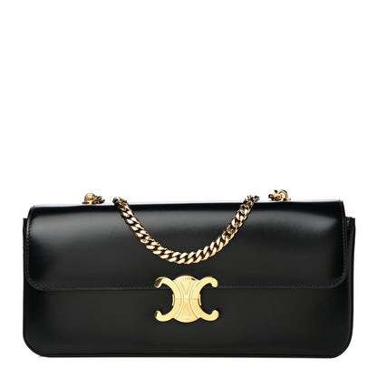 Celine Shiny Calfskin Triomphe Chain Bag Black 1 of 16