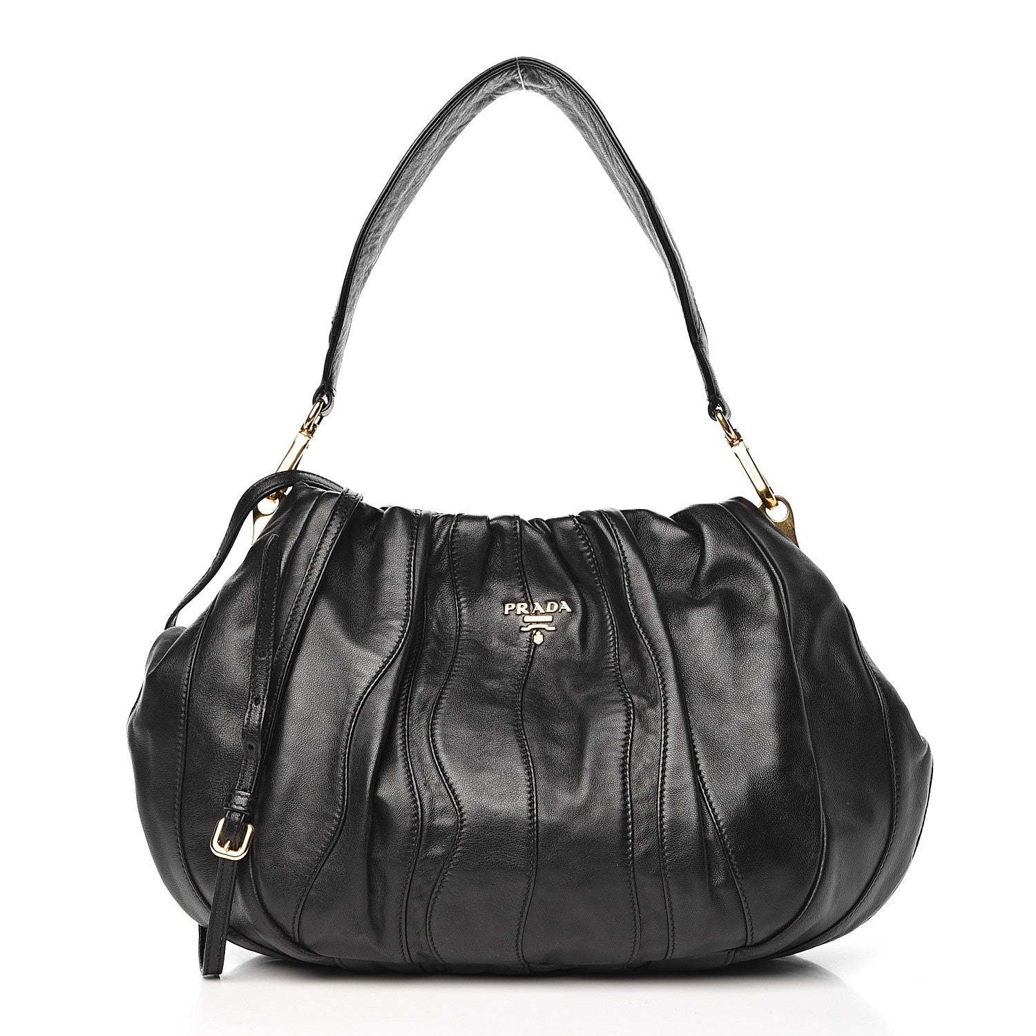 Prada Nappa Stripes Hobo Black 1 of 10