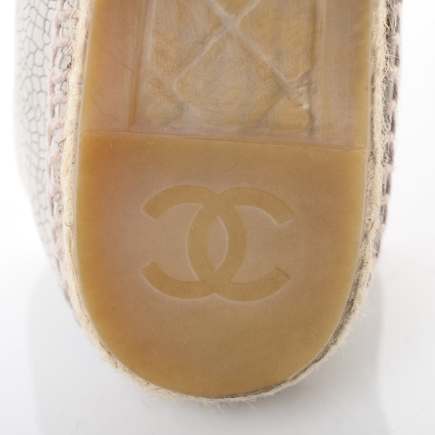 Crackled Calfskin Espadrilles 37 Light Beige Black