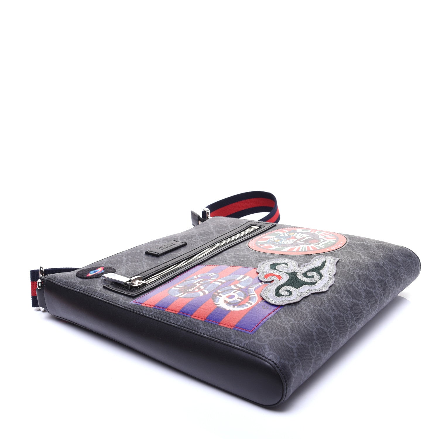 Gucci GG Supreme Monogram Night Courrier Flat Messenger Bag Black Multicolor 4 of 14