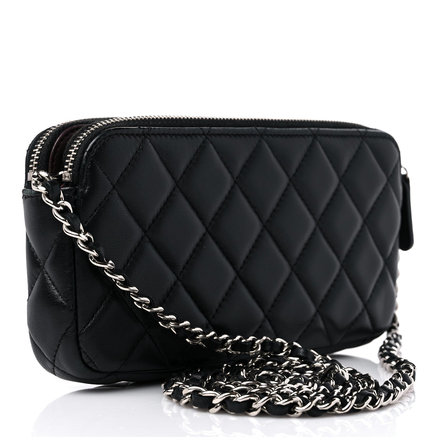 Chanel Lambskin Quilted Small Clutch With Chain Black 3 of 14