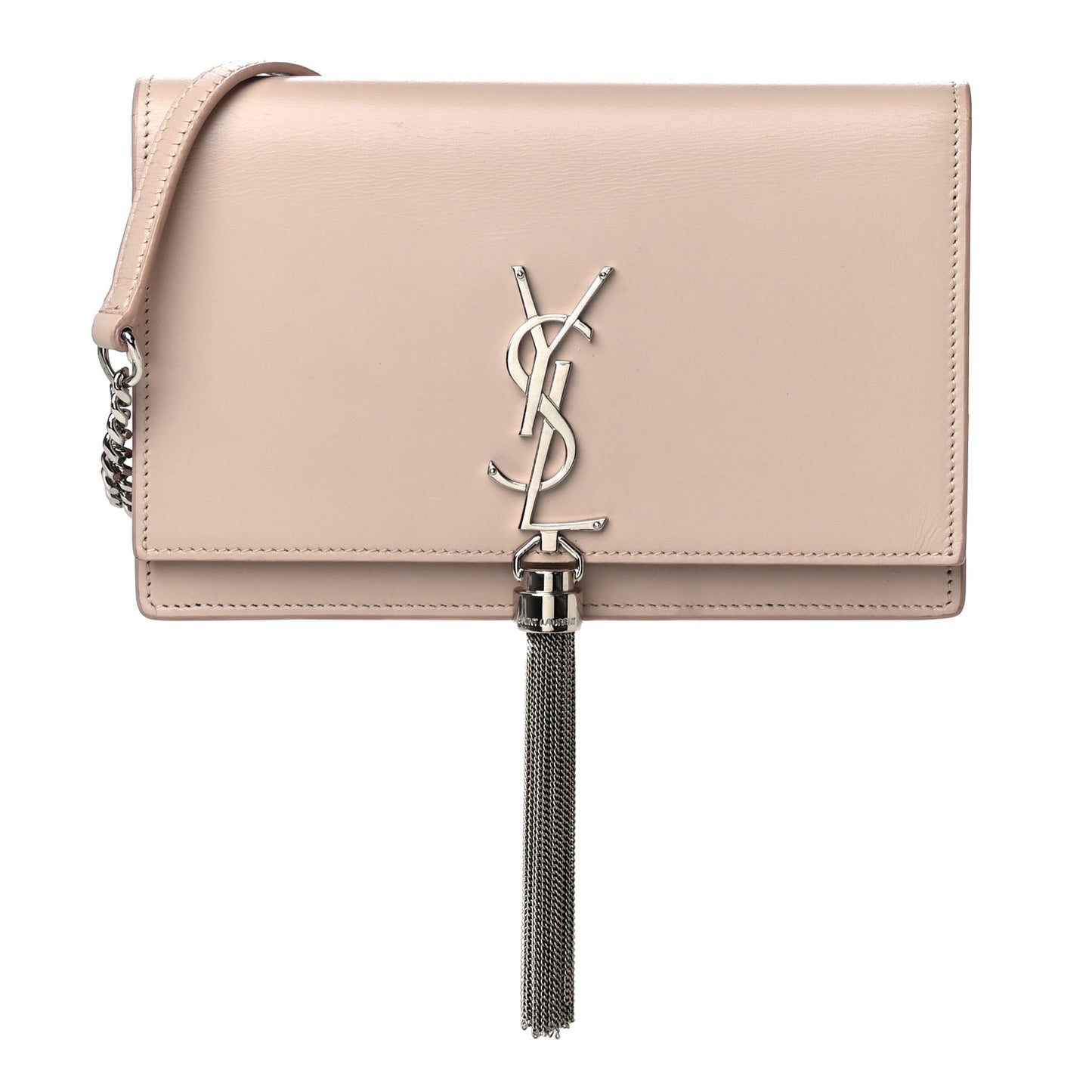 Smooth Calfskin Classic Monogram Kate Tassel Chain Wallet Nude Powder