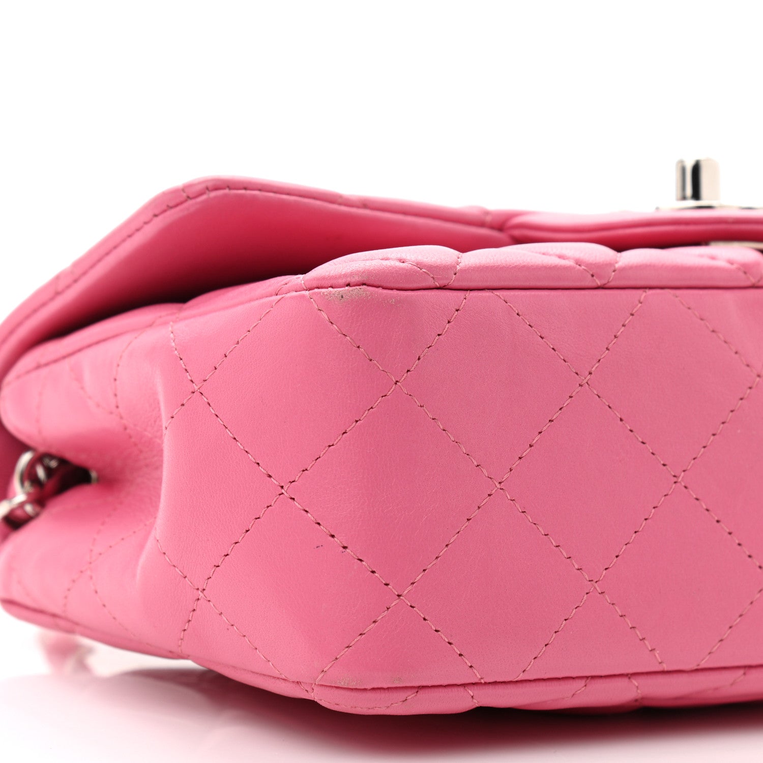 Chanel Lambskin Quilted Mini Rectangular Flap Dark Pink 9 of 14