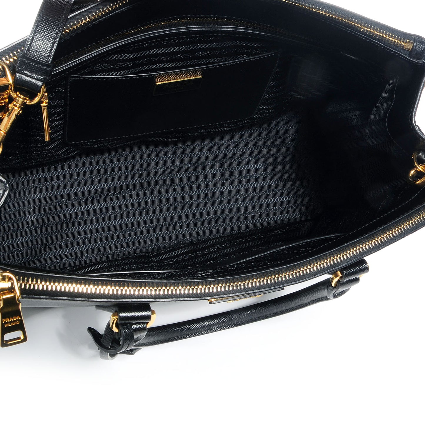 Saffiano Lux Medium Double Zip Tote Nero Black