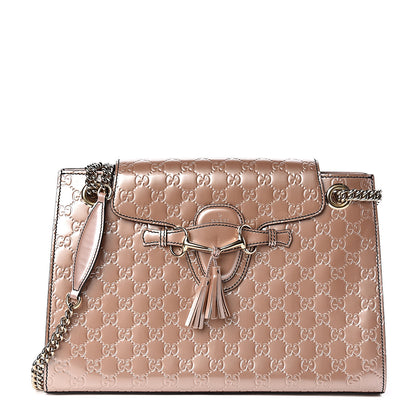 Gucci Shine Guccissima Large Emily Chain Shoulder Bag Dark Cipria 1 of 16