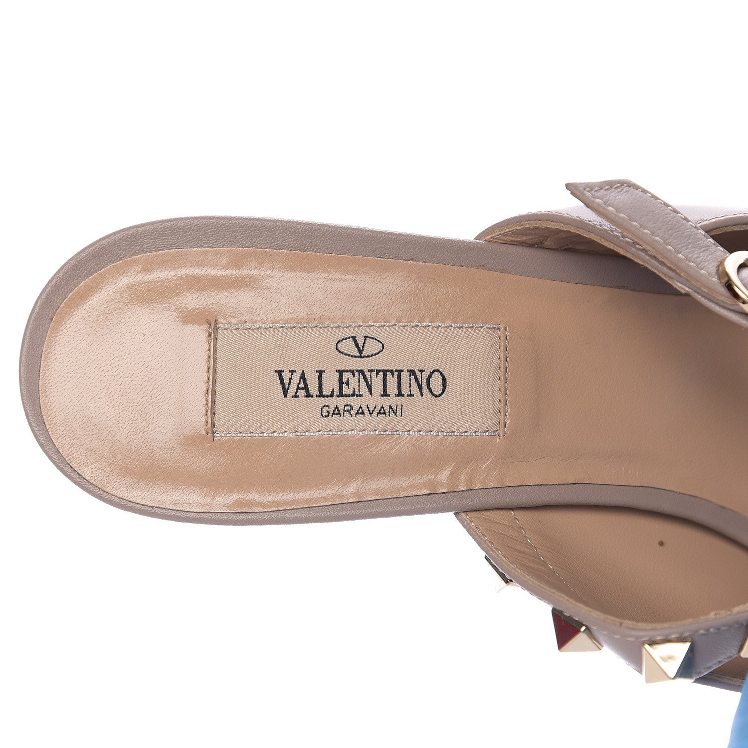 Valentino Garavani Nappa Rockstud Ankle Strap High Heel Mules 39 Poudre 7 of 10