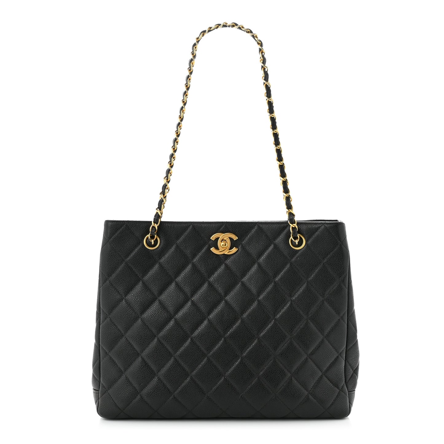 Caviar Quilted Shopper Tote Black